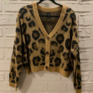 Leopard Print Cropped Cardigan